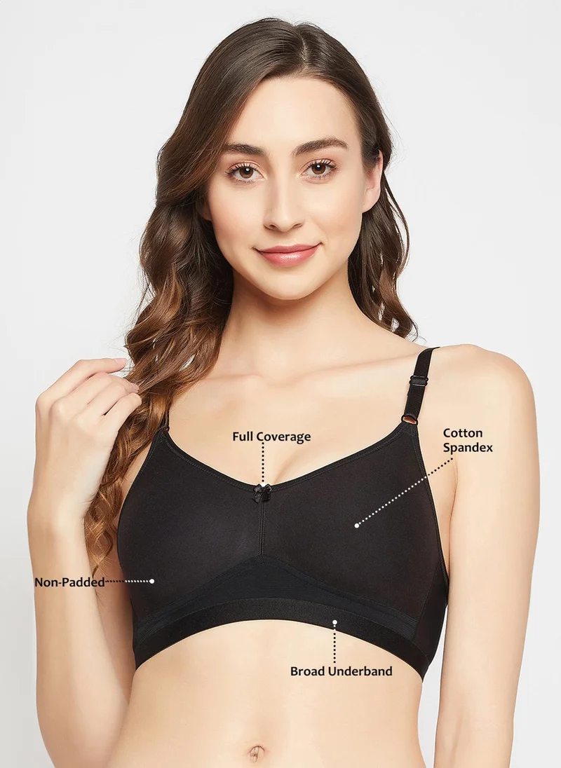 كلوفيا Clovia Non-Padded Non-Wired Full Figure T-shirt Bra in Black - Cotton
