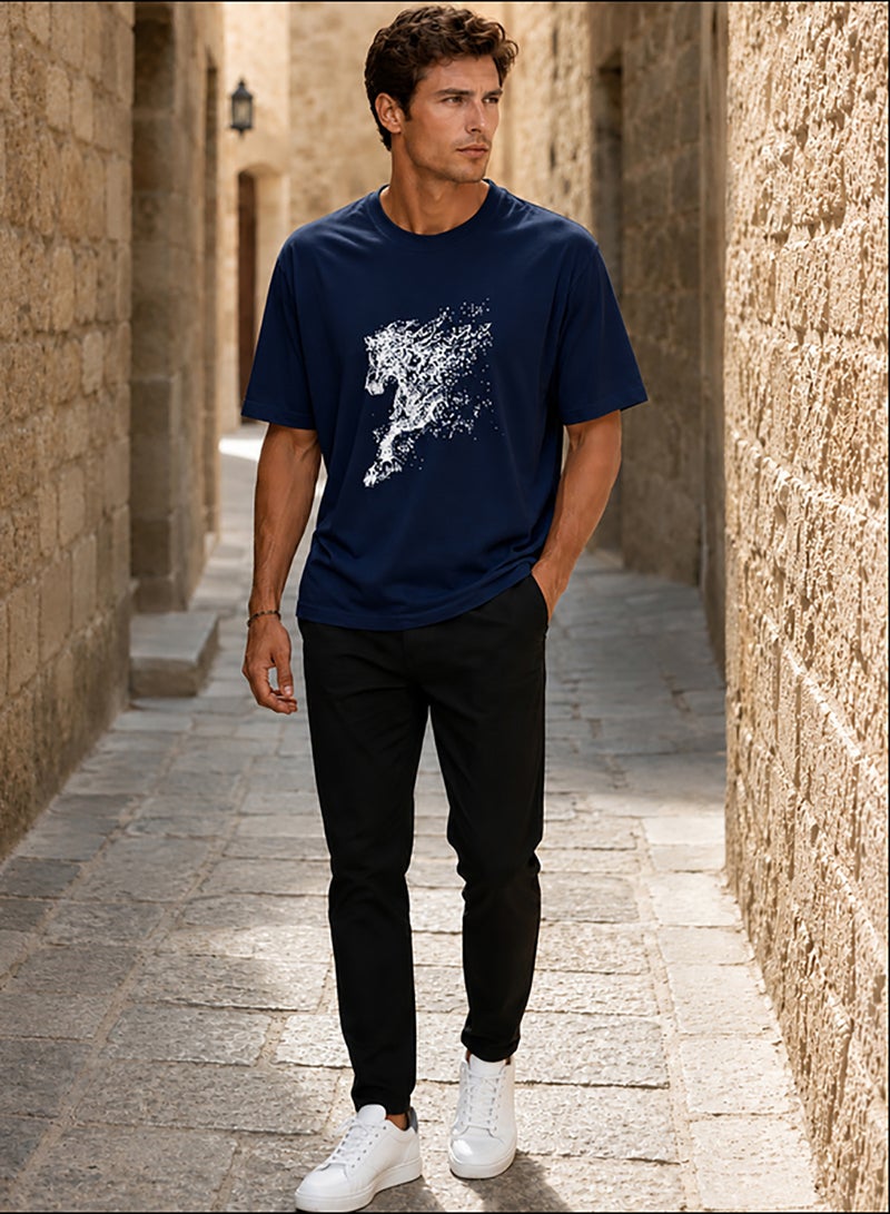 Hero Basic Oversized Horse Print T-Shirt