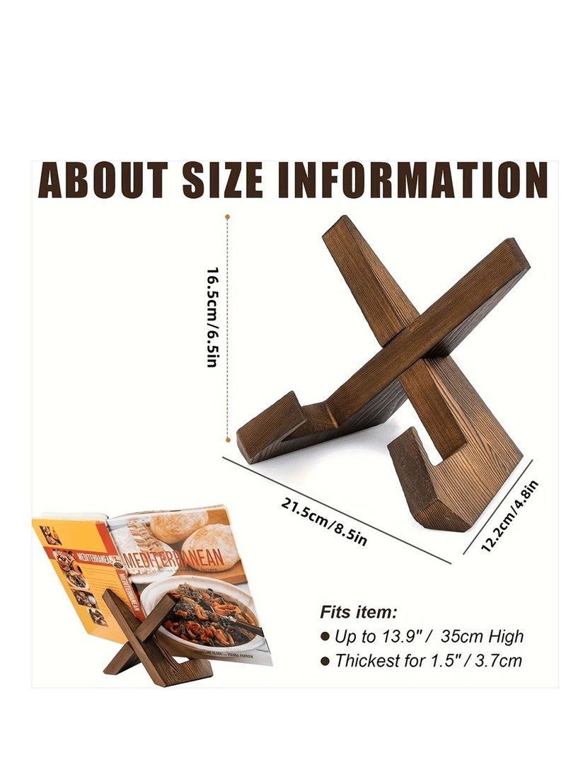 Handmade Wooden Cookbook Stand – Rustic Recipe Book Holder for Kitchen, Tablet & Book Display - Image 2