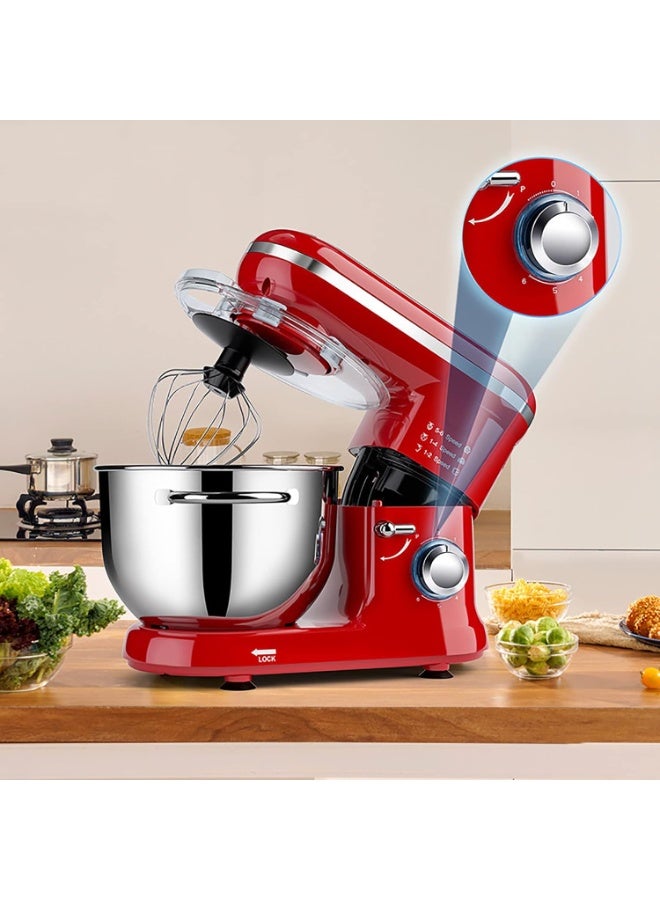 NOVA Stand Mixer With Steel Bowl NM-75WBS7 6L 1100 Watts Powerful Electric Kitchen Mixer With 6 Speed Control Whisk Tool Beater Tool Dough Hook Cover Lid Included For Cake Baking Bread Dough Kneading Cream Whipping 220-240V - Image 1