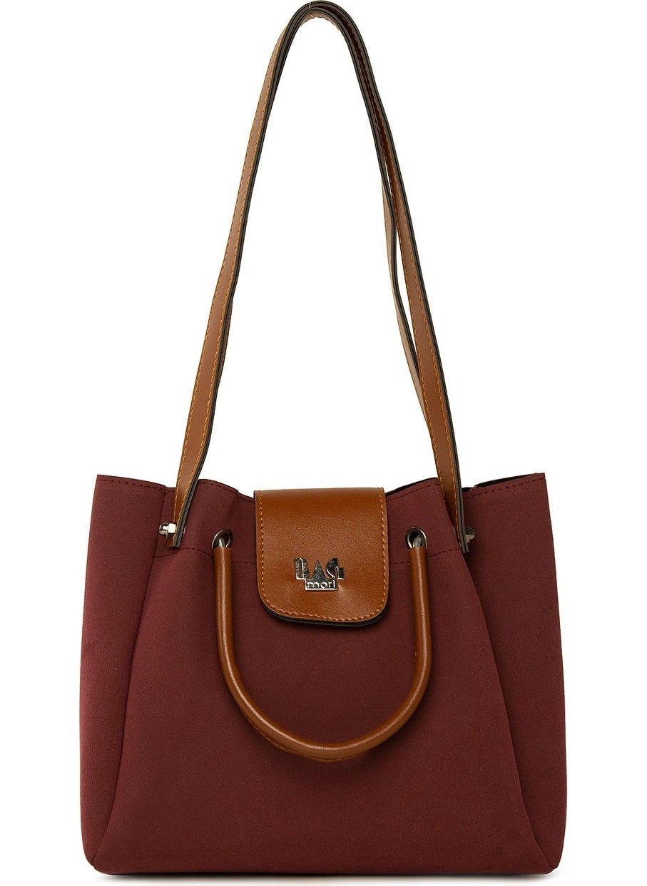 Bagmori Burgundy Nubuck Bag with Iron Handle Cover  - Image 1