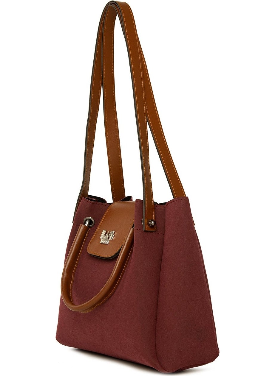 Bagmori Burgundy Nubuck Bag with Iron Handle Cover  - Image 2