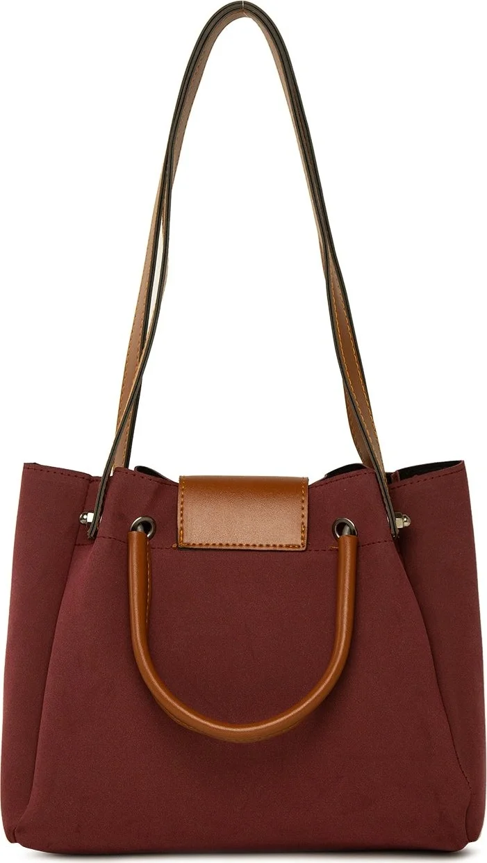 باجموري Burgundy Nubuck Bag with Iron Handle Cover