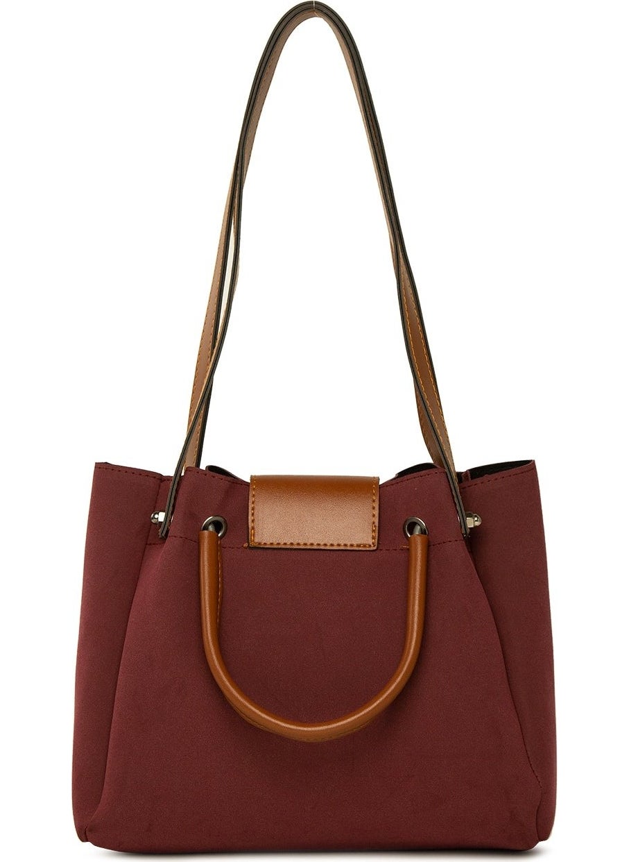 Bagmori Burgundy Nubuck Bag with Iron Handle Cover  - Image 3