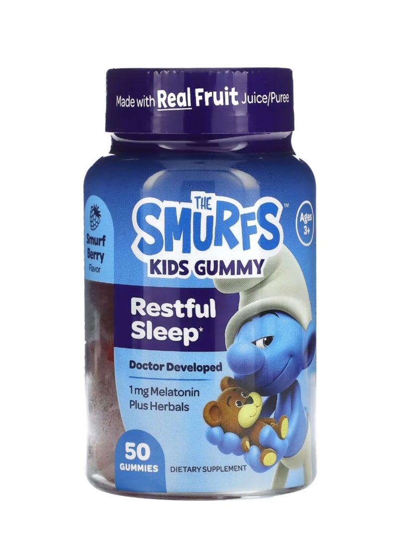 THE SMURFS Kids Gummy Restful Sleep Ages 3+ Smurf Berry 50 Gummies