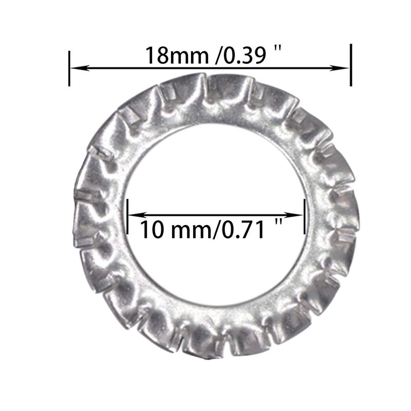 DGZ M10 304 Stainless Steel External Tooth Star Lock Washers（50Pcs） - Image 4