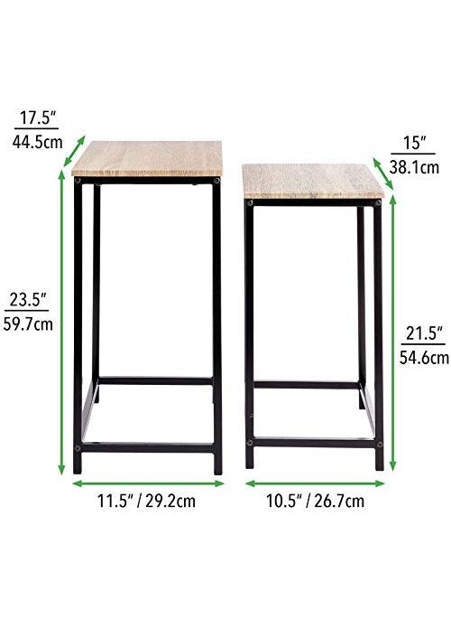 Generic INDIAN DECOR 45998 Set of 2 Nest Tables Nested End Tables Made of Metal and Wood Ideal for Use as Living Room Lamp Tables or Bedside Tables NaturalBlack  - Image 3