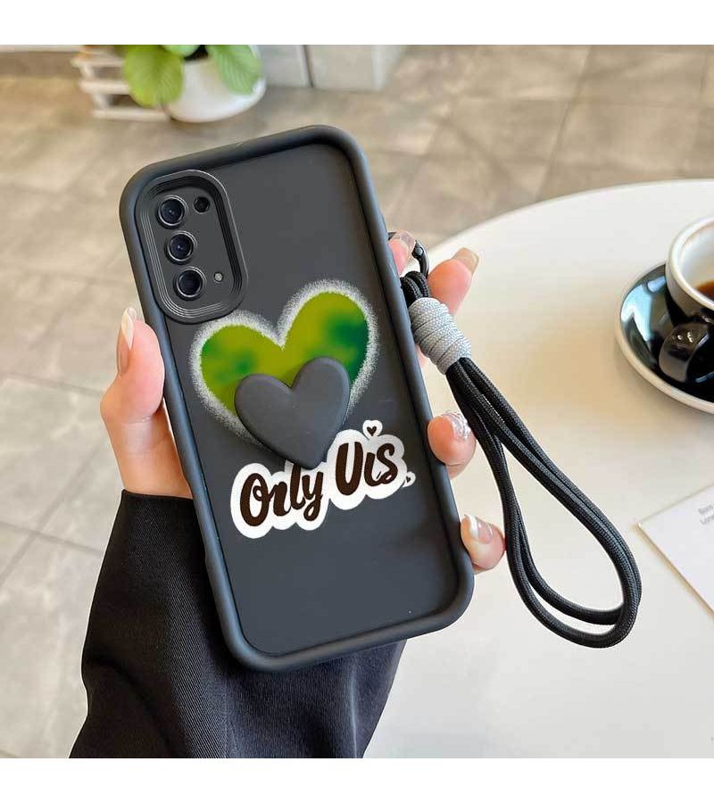 غلاف هاتف 3 قطع بألوان مختلطة مع حبل رقبة وحامل بتصميم شفاف وجذاب لهاتف OPPO Reno5 4G، يحميك بملمس مريح وأناقة راقية - Image 1