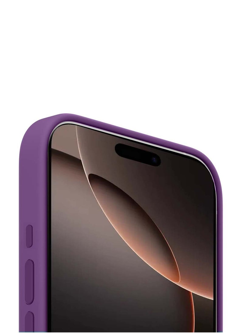 Wtech - Apple iPhone 16 Pro 2024 Premium Soft Liquid Silicone Case Cover - Eggplant Purple - Image 1