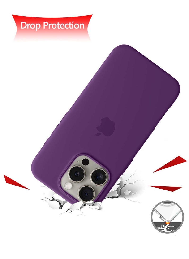 Wtech - Apple iPhone 16 Pro 2024 Premium Soft Liquid Silicone Case Cover - Eggplant Purple - Image 1