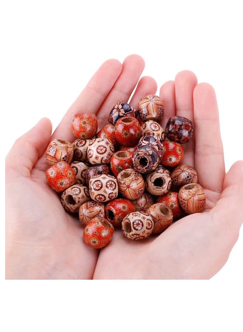 Excefore 950pcs 12mm Mixed Painted Drum Wood Spacer Beads Wooden Beads for DIY Jewelry Making Hair Accessories - Image 3