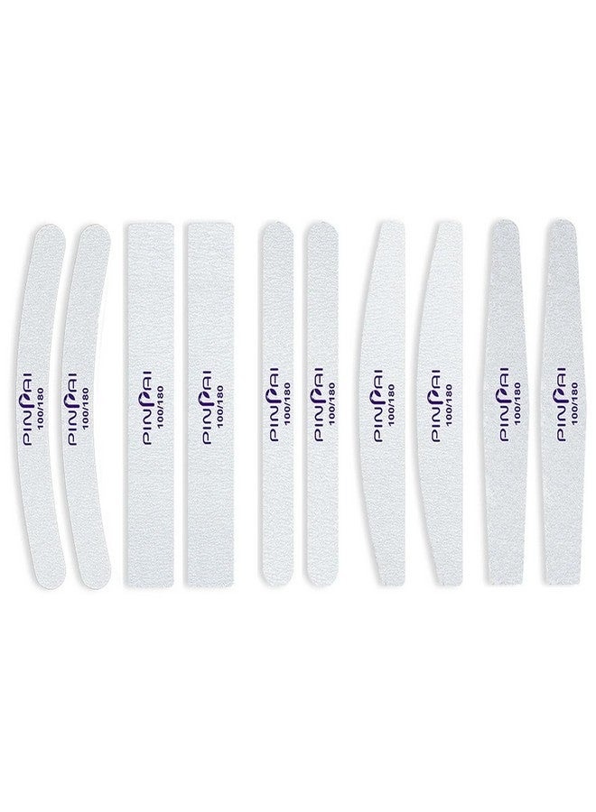 Pinpai 10 Pcs Professional Nail Filers 100/180 Grit In 5 Different Shapes - Image 1