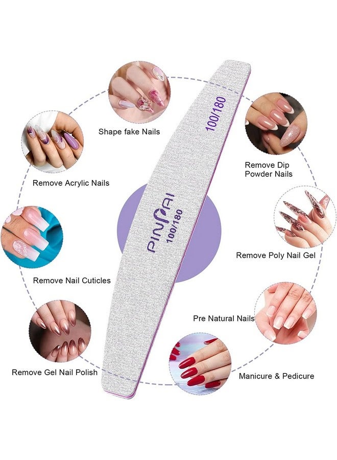 Pinpai 10 Pcs Professional Nail Filers 100/180 Grit In 5 Different Shapes - Image 5