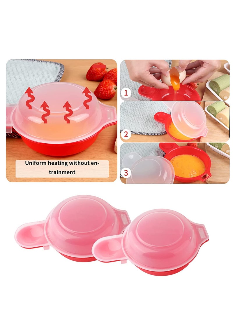 SYOSI Microwave Egg Cooker, 1 Minute Fast Egg Hamburg Omelet Maker Kitchen Cooking Tool 2 sets (Red)  - Image 4
