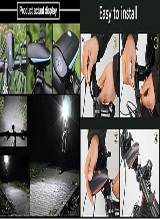 TEKCOOL مصباح دراجة قابل لإعادة الشحن TEKCOOL 2 في 1 (3 أوضاع) وبوق، مقاوم للماء، أزرق، 250 لومن، يُثبت على المقود. - Image 5