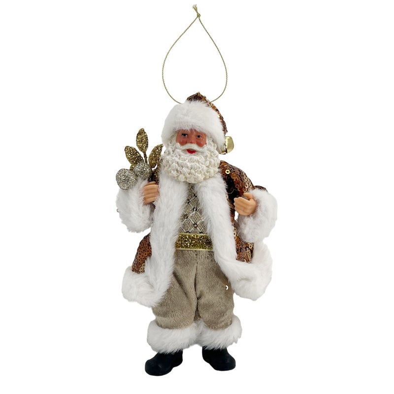CHRISTMAS MAGIC Standing Santa Decoration Gold 18cm - Image 1