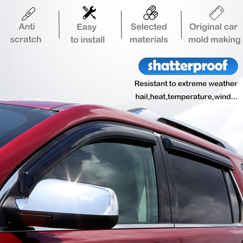 AWVRG Window Rain Guards for 2011-2019 Ford Explorer - Window Visor Guards Rain Wind Deflectors - Image 3
