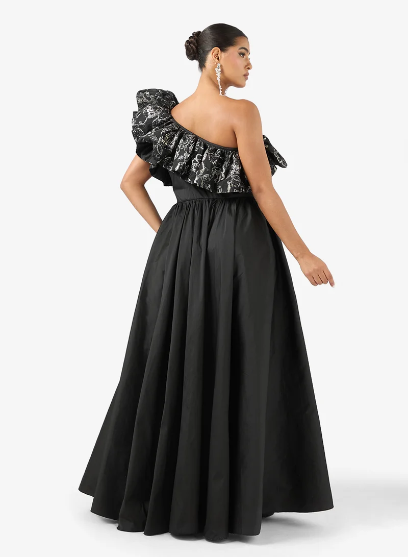 Namshi x Asymmetric Ruffle Gown Dress