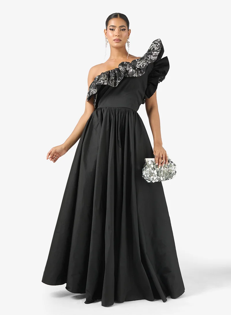 Namshi X  Asymmetric Ruffle Gown Dress for Women | Best Price UAE