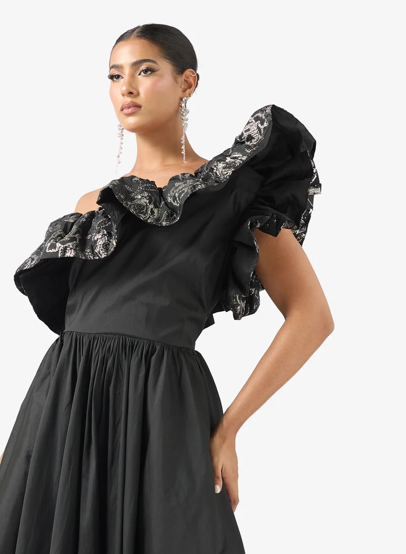 Namshi X  Asymmetric Ruffle Gown Dress for Women | Best Price UAE