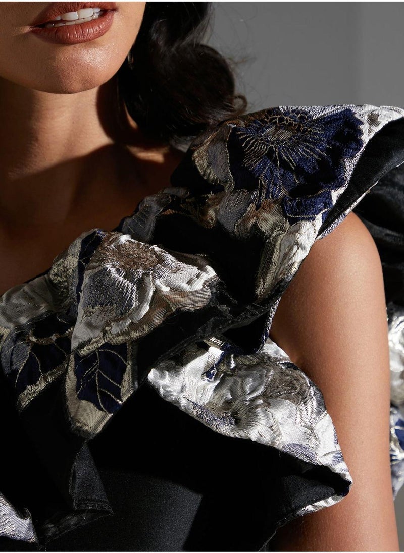 Namshi x - Hadia Ghaleb One Shoulder Ruffle Dress - Image 1