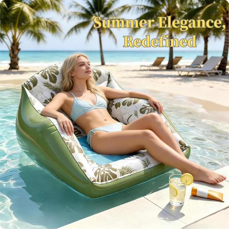 Inflatable Pool Chair 3-in-1 Convertible Lounge Hammock Sofa Float - Ergonomic U-Shape Woven Mesh Seat for Pool Lake River Beach Summer Relaxation Purple - Image 3