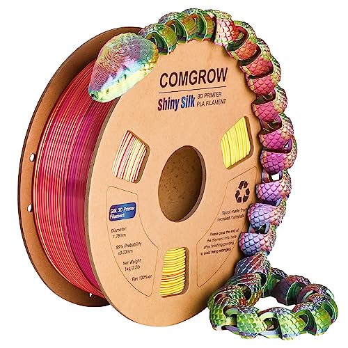 Comgrow خيوط طباعة ثلاثية الأبعاد من كومغرو، خيوط PLA بألوان ثلاثية، خيوط PLA قوس قزح 1.75 مم، دقة أبعاد +/- 0.02 مم، بكرة 1 كجم، خيوط ثلاثية الأبعاد بالتعاون مع ألوان حريرية لامعة حمراء وزرقاء وصفراء - Image 4