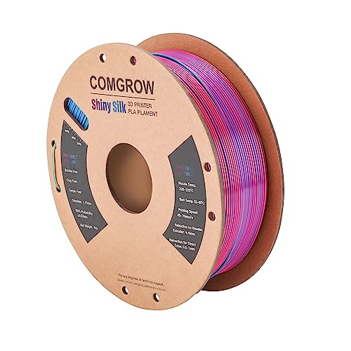 Comgrow خيوط طباعة ثلاثية الأبعاد من كومغرو، خيوط PLA بألوان ثلاثية، خيوط PLA قوس قزح 1.75 مم، دقة أبعاد +/- 0.02 مم، بكرة 1 كجم، خيوط ثلاثية الأبعاد بالتعاون مع ألوان حريرية لامعة حمراء وزرقاء وصفراء - Image 2