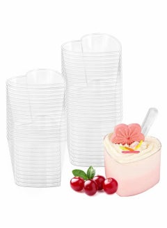 KASTWAVE Dessert Cups, 60ml Plastic with 50 Soup Spoons, Mousse, Clear Parfait Appetizer Cup for Pudding Party, Reusable  - Image 1