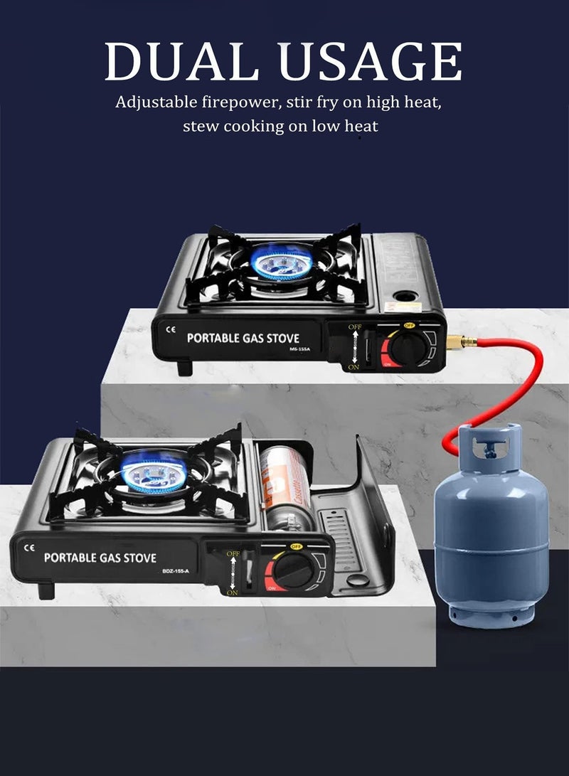 A Portable Gas Stove For Trips And Camping That Works On A Home Gas Cylinder And Small Gas Cans