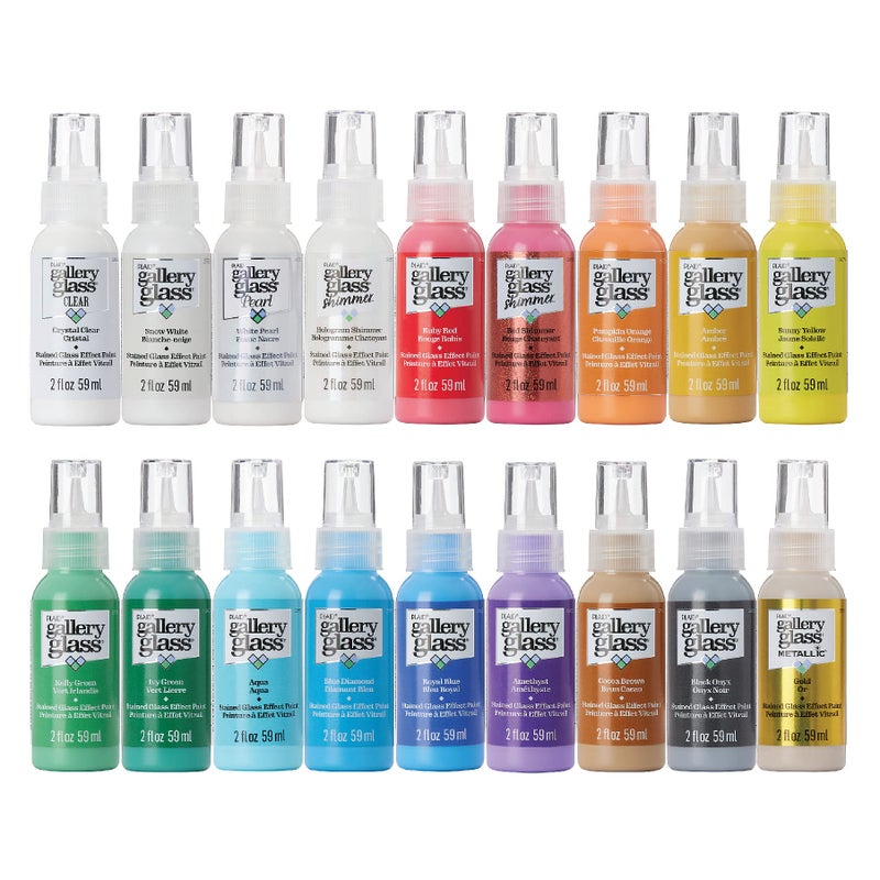 Gallery Glass Window Acrylic Craft Paint Set Formulated to be Non-Toxic, Perfect for Beginners and Artists, Eighteen Bottles, 2 Ounce, Assorted Colors 1 - Image 1