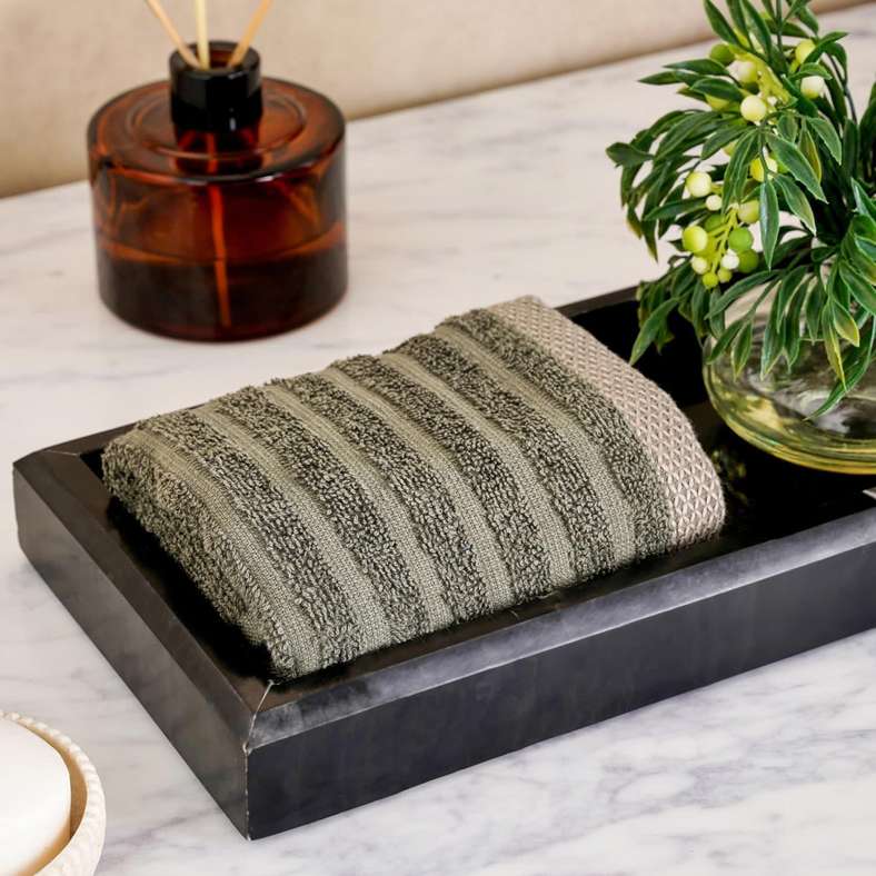 Pan Home Olive Stripe Terry Face Towel 30x50 cm - Image 1
