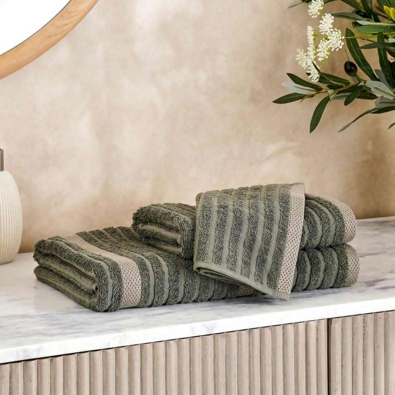 Pan Home Olive Stripe Terry Face Towel 30x50 cm - Image 4