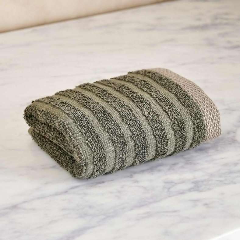 Pan Home Olive Stripe Terry Face Towel 30x50 cm - Image 2
