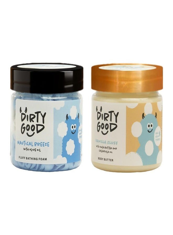 Dirty Good Kids Bath Wash & Body Butter Combo (3+ Years) – Gentle & pH Balanced | Sulphate, Paraben & Phthalates Free | Nautical Breeze Bath Wash (150g) & Vanilla Fluff Body Butter (120g) - Image 1