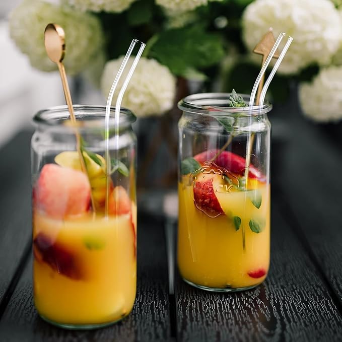 MeeTo 10 Transparent Glass Straws with 2 Straw Cleaning Brush, Reusable Straw Elegant Alternative for Home & Kitchen Drinking, Juice, Coffee Pack of 2 - Image 5