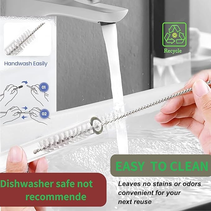 MeeTo 10 Transparent Glass Straws with 2 Straw Cleaning Brush, Reusable Straw Elegant Alternative for Home & Kitchen Drinking, Juice, Coffee Pack of 2 - Image 3