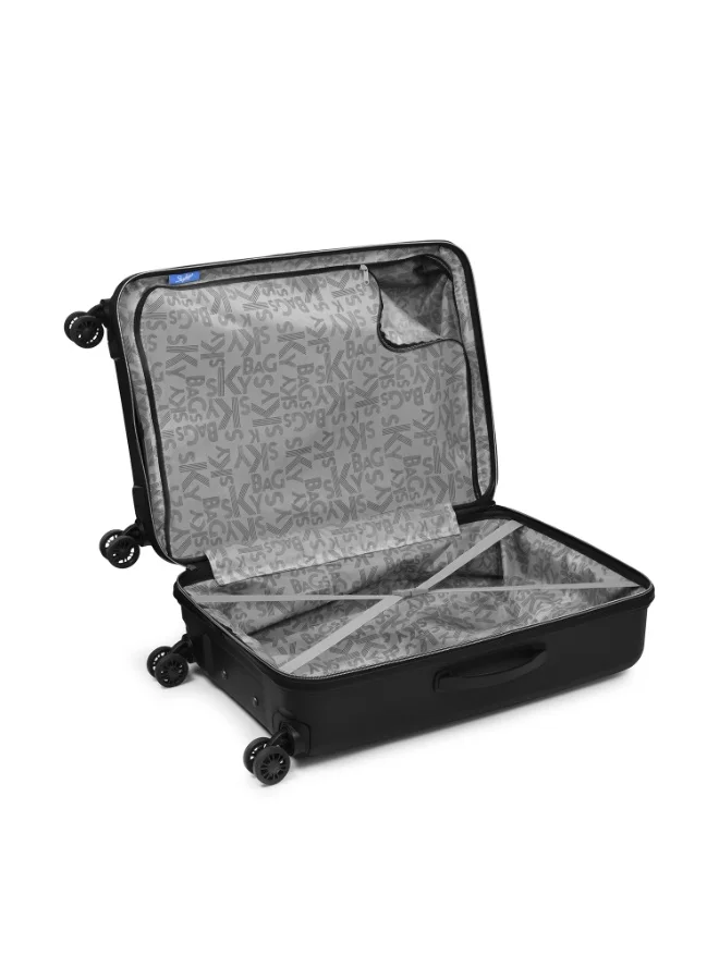 Skybags Play Set of 3 Polypropylene(PP), 4 Spinner Double Wheel Trolley Bags for Travel, Hard Case Lightweight Bag with TSA Lock, Tough Suitcase for Travel (Large-28, Medium-24, Cabin-20 Inch), Black