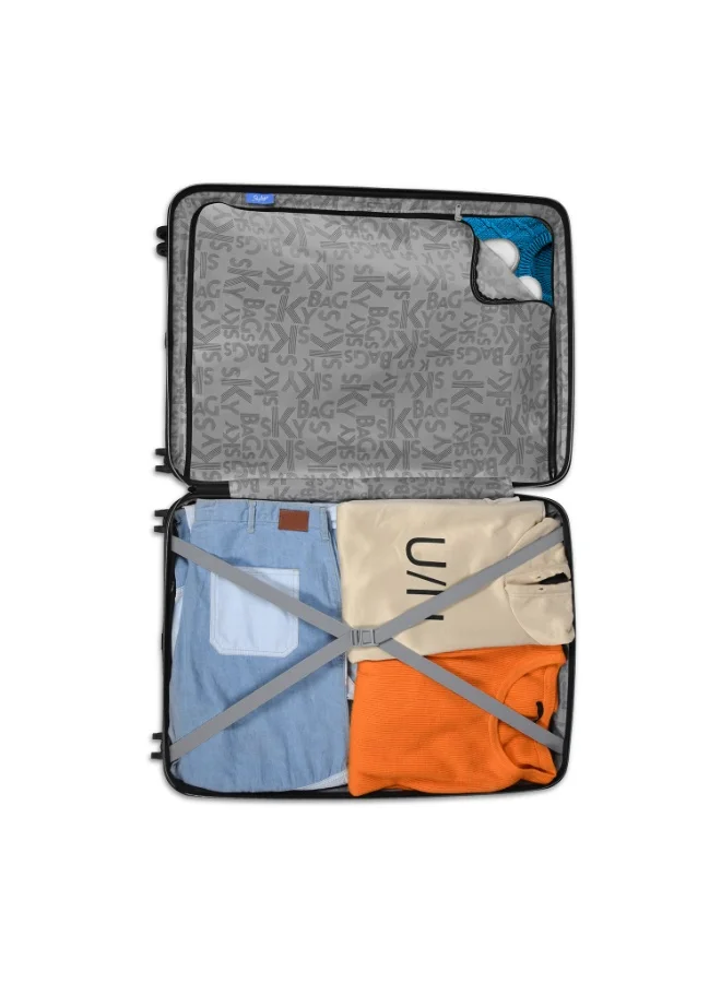 Skybags Play Set of 3 Polypropylene(PP), 4 Spinner Double Wheel Trolley Bags for Travel, Hard Case Lightweight Bag with TSA Lock, Tough Suitcase for Travel (Large-28, Medium-24, Cabin-20 Inch), Black