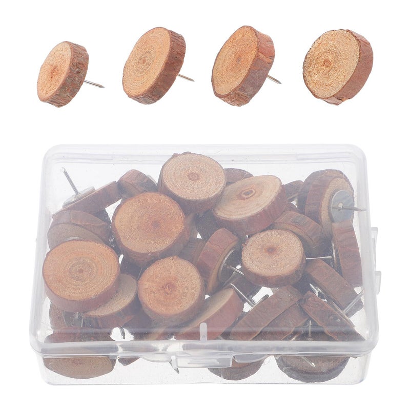 40 Pcs Wooden Thumbtacks for Bulletin Board Flat Head Push Pins Wall Office School - Image 2