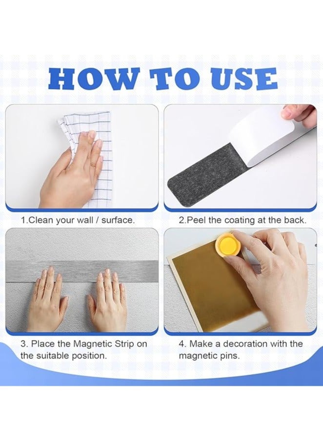 Generic 4PCS Magnetic Bulletin Board, Frameless Iron Board Strips Memo Board Bar Adhesive Backing Stainless Whiteboard Strips for Walls,Metal Strip for Magnets,16PCS Magnet for Classroom Office Kitchen  - Image 3