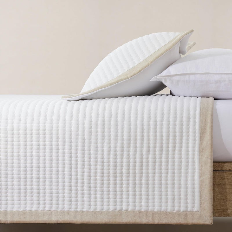 Bonlino White Quilt Set Queen Size - Farmhouse Soft Striped Stitch Bedding Bedspread Coverlet Summer Lightweight Quilt Bed Sets with 2 Pillow Shams for Home All Season with Linen Border - Image 5