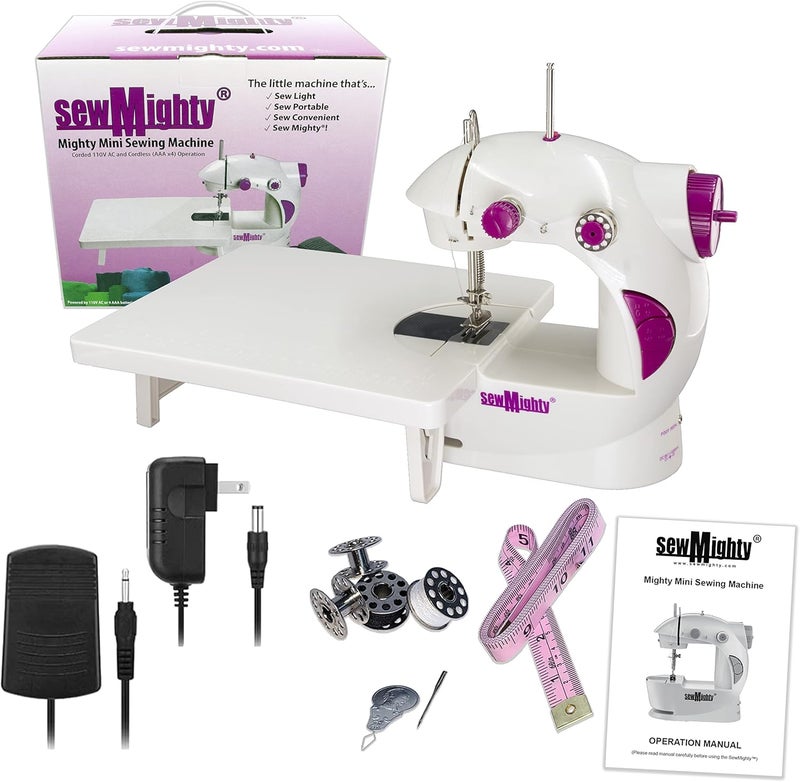 Sew Mighty Mini Sewing Machine for Kids, Beginners, Travel & More- Portable, Battery Powered, use for Traveling, Quick Repairs, Small Projects & Children– Dual-Speed, AC & DC power, Foot Pedal & More - Image 1