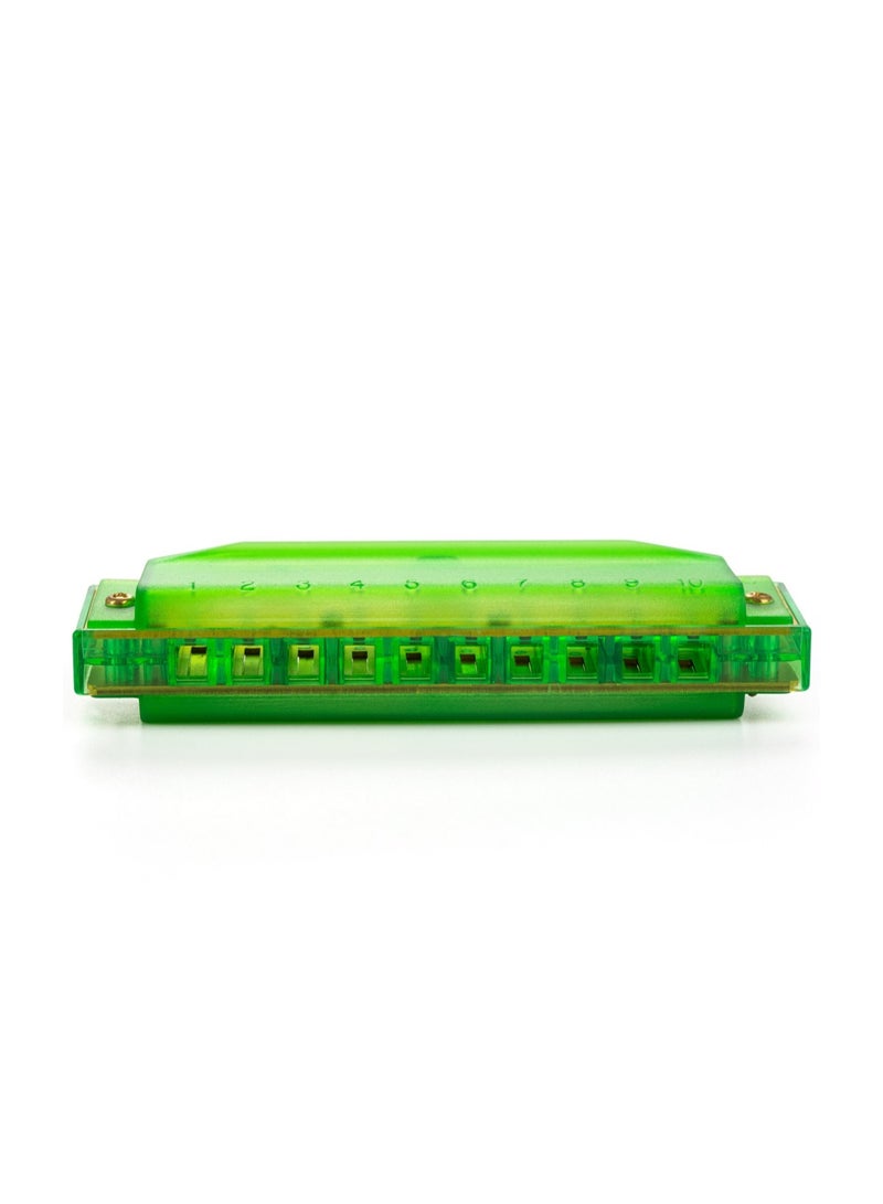 Hohner Diatonic Harmonica M1110G Translucent Harp C Beginner Series - Green - Image 2