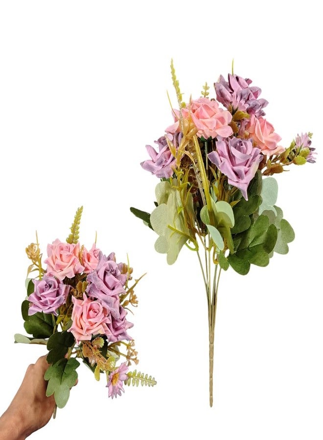 WRAPPING STUDIO Artificial Flowers Bunch, Poly Silk Rose Flowers Without Vase, Aesthetic Dual Tone Color, Premium Look, Ideal for Home Décor, Office Décor, Gift Items, Weddings - Image 1