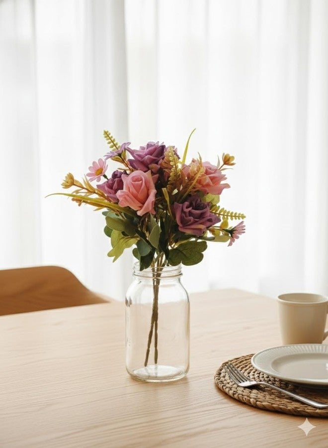 WRAPPING STUDIO Artificial Flowers Bunch, Poly Silk Rose Flowers Without Vase, Aesthetic Dual Tone Color, Premium Look, Ideal for Home Décor, Office Décor, Gift Items, Weddings - Image 2