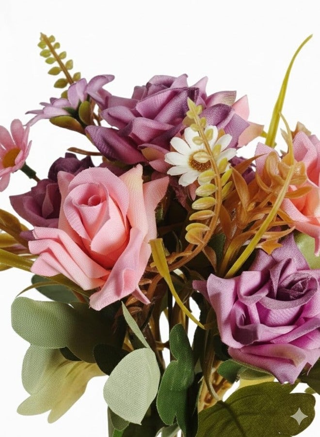WRAPPING STUDIO Artificial Flowers Bunch, Poly Silk Rose Flowers Without Vase, Aesthetic Dual Tone Color, Premium Look, Ideal for Home Décor, Office Décor, Gift Items, Weddings - Image 5