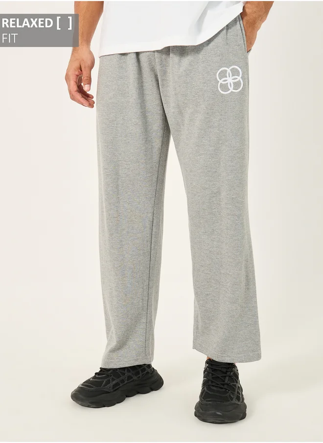 Styli Styli Embroidered Logo Relaxed Fit Open Hem Joggers