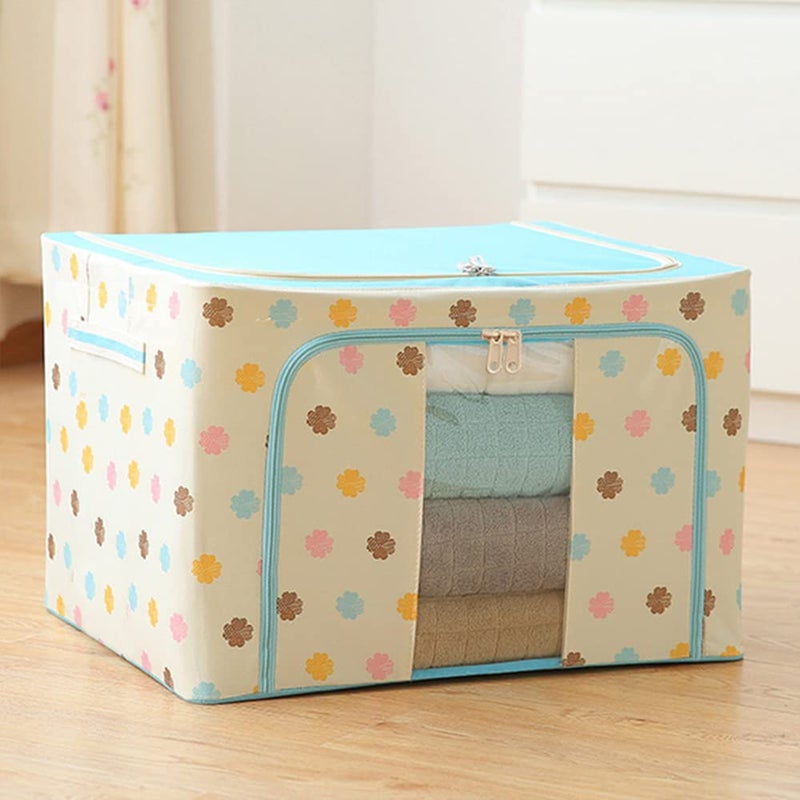 Morbrix Fabric Foldable Steel Frame Collapsible Wardrobe Storage Organizer Bag for Blanket Quilt Clothes Kids Dress Garment Shirt Saree Pack of 1 Random Color - Image 5