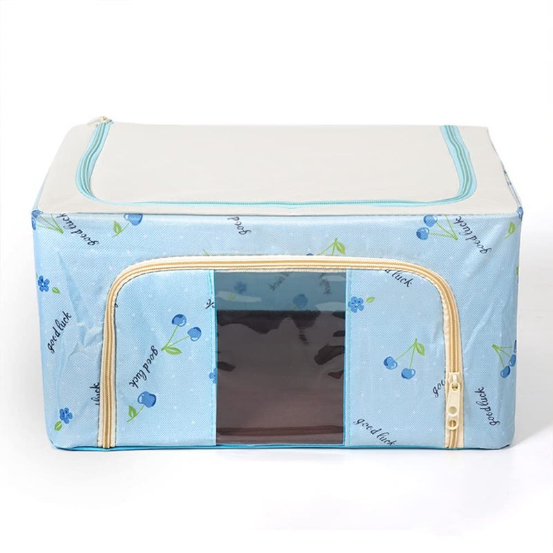 Morbrix Fabric Foldable Steel Frame Collapsible Wardrobe Storage Organizer Bag for Blanket Quilt Clothes Kids Dress Garment Shirt Saree Pack of 1 Random Color - Image 1